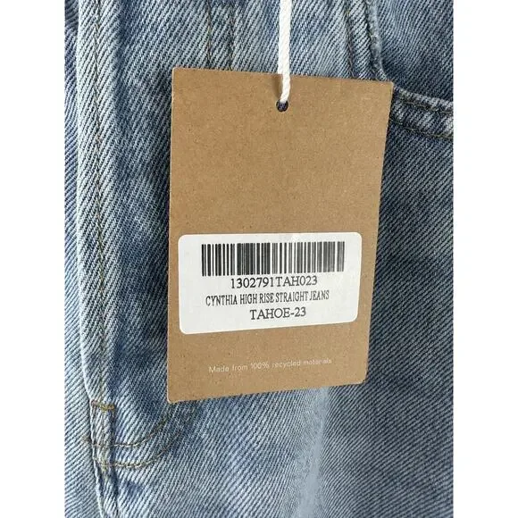 NWT Reformation Jeans Cynthia High Rise Straight Jeans Tahoe Light Wash Blue 23 - Picture 7 of 10